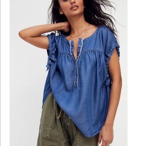 Free People Summer Love Top Blue